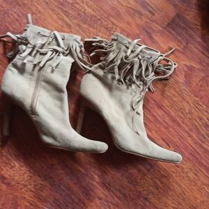 Suede fringed booties